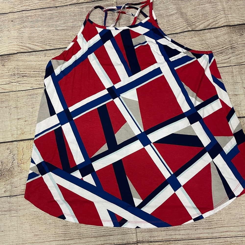 😍 NWT Lane Bryant Tank top Red white and blue spaghetti straps size 18/20
